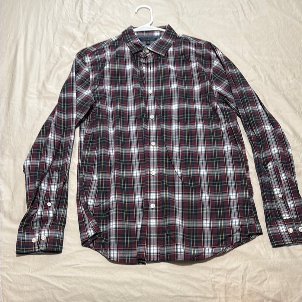 Banana Republic Red and Green Casual Button Down Shirt